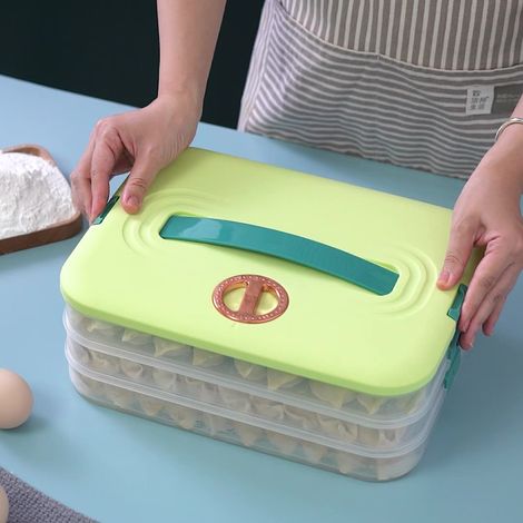 Kühlschrankablage, Ravioli-Aufbewahrungsbox, 3-stöckige stapelbare Aufbewahrungsbox mit Deckel (1/5)
