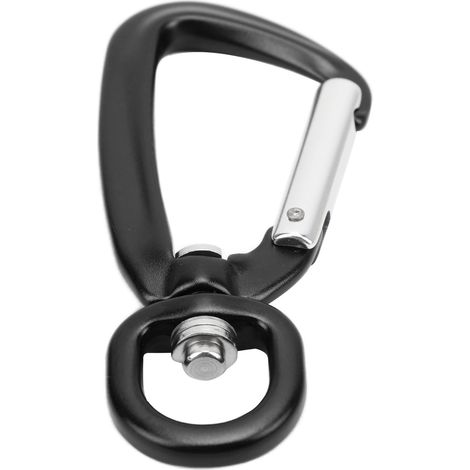 Mousqueton en alliage d'aluminium avec œillet rotatif pour laisse de chien, hamac, porte-clés - Noir (1/5)