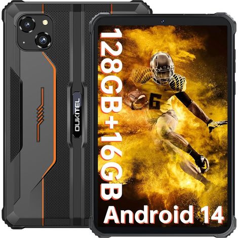 OUKITEL RT3 Pro, 16GB+128GB 1TB expandible, Android 14, pantalla HD de 8 pulgadas, 5150mAh, 16+8MP Camera, 4G Dual SIM, Naranja (1/5)