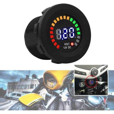 12 V Moto Voltmètre LED Affichage Numérique Étanche Compteur Jauge Noir (1/4)