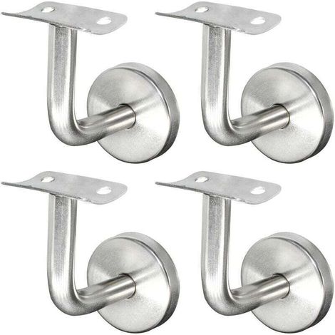 Supports de Main Courante pour Fixation Murale Supports de Rail d'escalier Inox Supports Muraux Supports de Main Courante pour Rampe Escalier Support Mural de Garde-Corps Argent 4 Pièces (1/5)