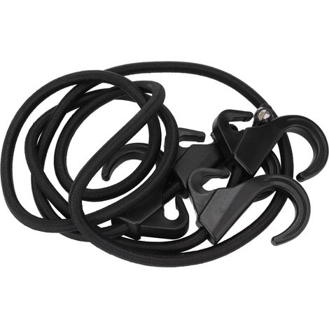 Corde élastique de camping en POM résistant aux UV avec crochets noirs, idéale pour attacher les bagages. (1/5)