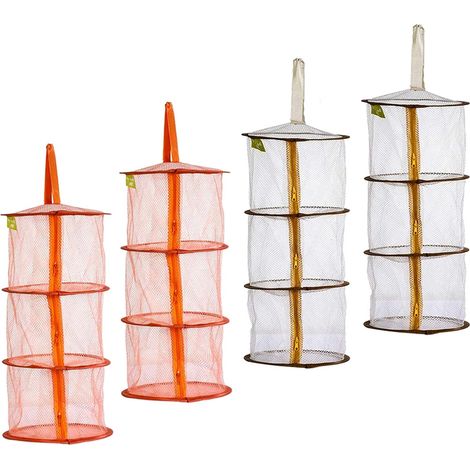 4Pcs Pliable 3 Corbeille De Rangement en Maille2 Oranges + 2 Cafés Filet De Rangement Stockage Peluche Jouets Enfant Petits VÊTements Accessoires (1/5)