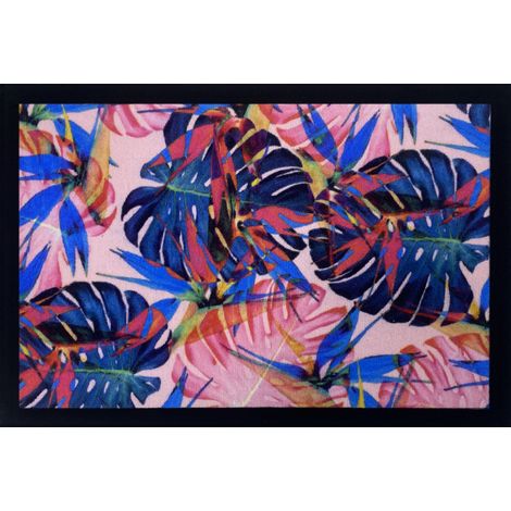 Alfombra de entrada con hojas coloridas rosa 40x60cm - Vica