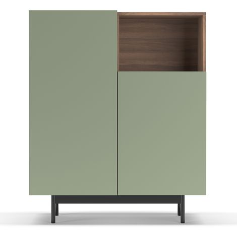 Mueble aparador en melamina, colección PRINTED (602-1), con 2 puertas, en nogal y verde (1/4)