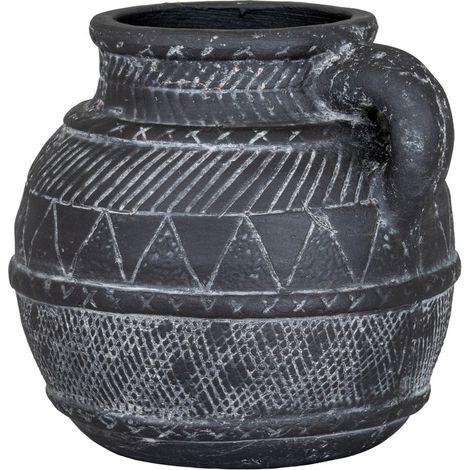Etched Collection Jug - Ceramic - L16 x W17 x H15 cm - Black