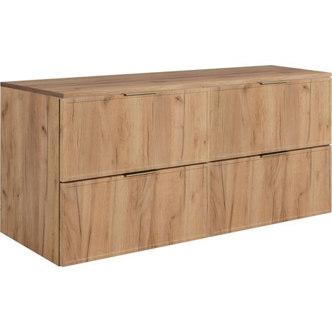 Mobiletto da bagno, Rovere Craft, maniglia dorata, 120 (2 x 60) x 46 x 57 cm (1/5)