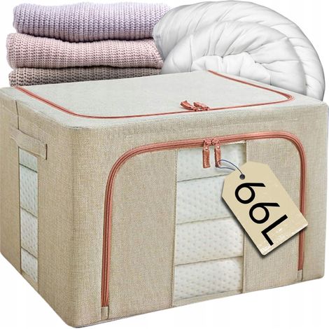 Organizador con tapa para ropa de cama, ropa, edredones y mantas 50X40X33 66L (1/5)
