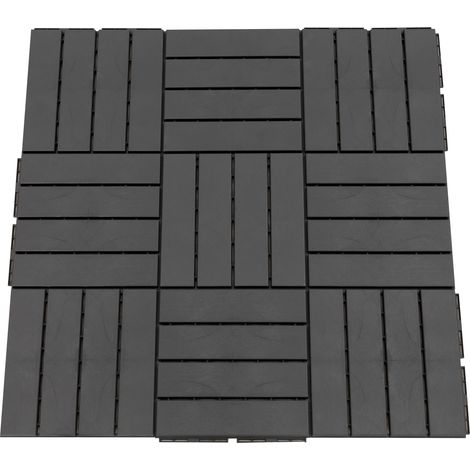 9 dalles de terrasse caillebotis imitation bois CLARK noires (1/5)