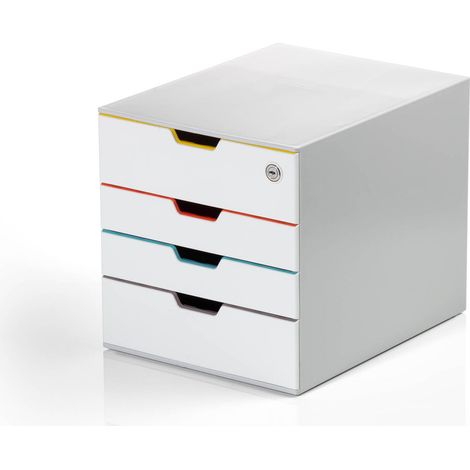 Durable Schubladenbox abschließbar (Varicolor 4 Mix Safe) 4 Fächer, mit Etiketten zur Beschriftung, mehrfarbig, 762627 (1/5)