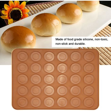 30 Empreintes Rondes Tapis Macarons Silicone, Feuille de Cuisson Pâtisserie, Outil Gâteau Antiadhésif, Moule Réutilisable (1/5)