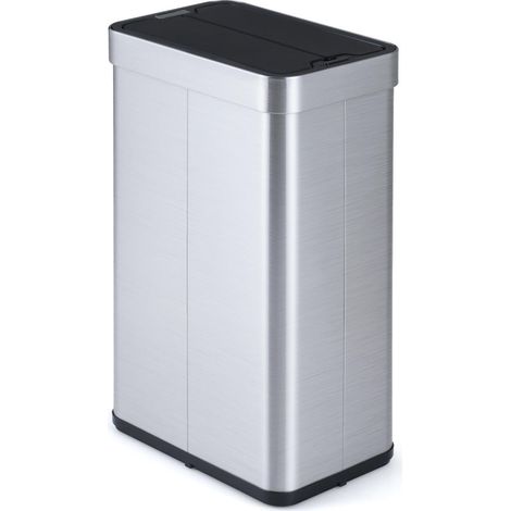 Ouverture sans contact, poubelle 16 gallons à couvercles battants, fermeture douce pour cuisine et bureau (1/2)