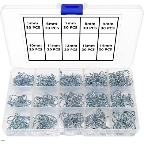 Pack of 250 5-14 mm Hose Clamps Set, Spring Clip Hose Clamp, Fuel Line Clamp, Fuel Line Mounting Clamps, for Car, Motorcycle, Scooter, ATV (10 Sizes) (1/5)