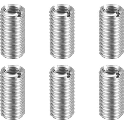 Filetage Adaptateurs M10x1,5 Mâle Vers M8x1,25 Femelle 6pcs 20mm Longueur Manchon Réducteur Écrou Insert Fileté Metal, Inserts De Réparation en Acier Inoxydable 343 Écrou Vis Conversion (1/5)