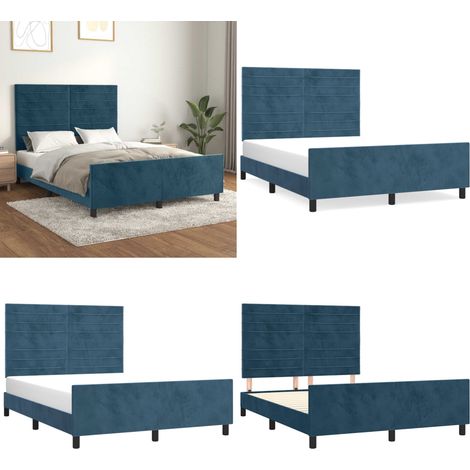 Bettgestell ohne Matratze Dunkelblau 140x190 cm Samt - Samtbettwäsche - Doppelbett - Boxspringbett - Lattenrost - Bettsofa - Home & Living
