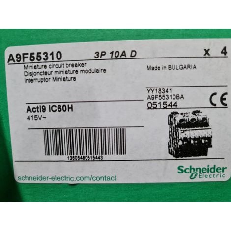iC60N 3P D 10A SCHNEIDER A9F55310