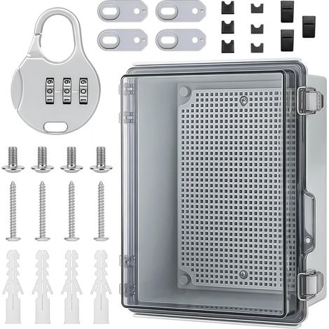 Boite de Derivation Electrique Etanche Exterieur IP67 avec Verrou, Coffret électrique étanche, en PC Transparent, pour Protéger Les Prises de Courant (1/5)