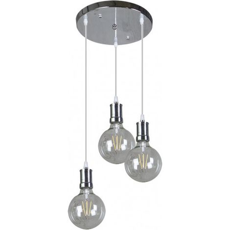 FABRILAMP Lampada Prisco 3xe27 Cromo/trasparente Lampadine incluse 24w 2700k 2550lm Regx36x36 Cm