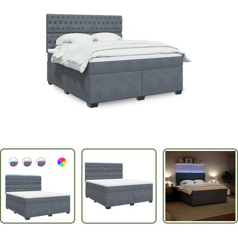 vidaXL Matelas à ressorts ensachés - Sommier à lattes de lit et matelas Gris foncé 180x200cm Velours (1/5)