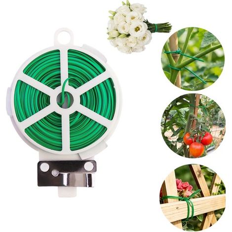 Rouleau d'attaches pour plantes 100 m - liens de fixation avec pince coupe-fil, vert (1/5)