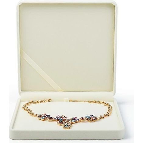 Coffret cadeau en velours pour grand collier de perles, boîte à bijoux blanche (1/5)