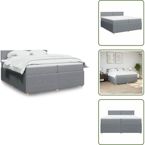 Sommier à lattes de lit avec matelas Gris clair 200x200cm Tissu - Sommier À Lattes De Lit - Sommiers À Lattes De Lit - Lit - Meuble De Chambre À Coucher (1/5)