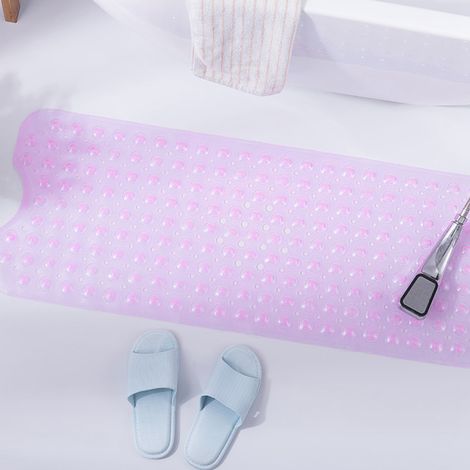 Tapis de douche de salle de bain 40 x 100 cm en PVC antidérapant à ventouses, violet (1/3)