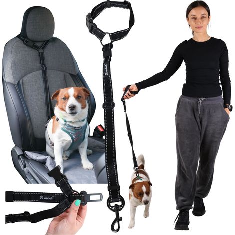 Guinzaglio per auto 2 in 1, guinzaglio corto da mano 46-73 cm