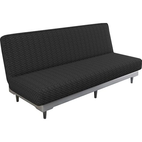Piece Armless Sofa Cover, Folding Sofa Bed Stretchable Click Clack Sofa Cover Adjustable Elastic Cover for Armless Sofa (170-210cm, Black) (1/5)
