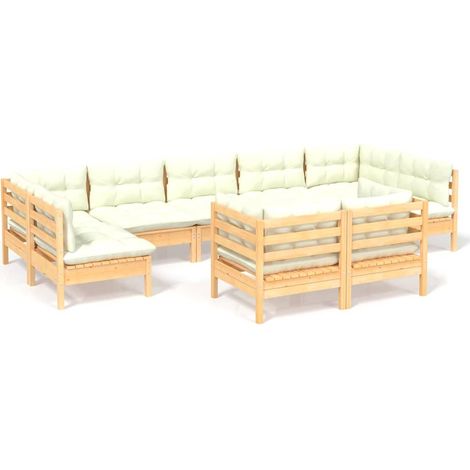 Maison Exclusive - Muebles de jardín 9 piezas y cojines madera ma (1/5)