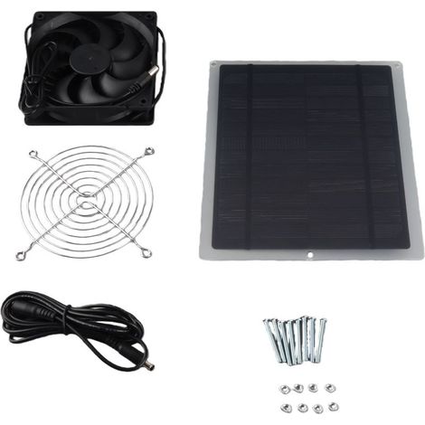 Kit de ventilateur solaire mural 10W résistant aux intempéries pour petits poulaillers, serres et abris de jardin. (1/4)