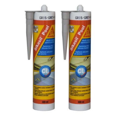 Set mit 2 Silikondichtstoffen SIKA Sikasil Pool - Grau - 300ml
