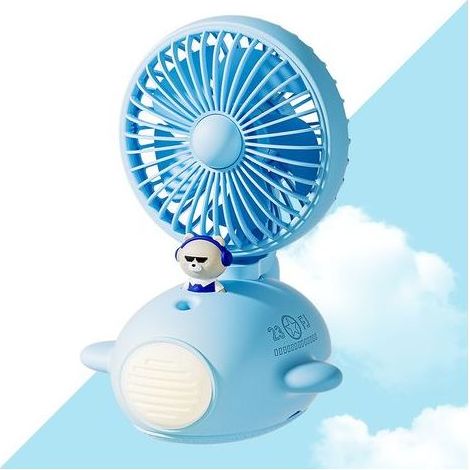 Ventilateur brumisateur portable USB, humidificateur de bureau d'été compact et mignon, rechargeable, couleur bleue (1/5)