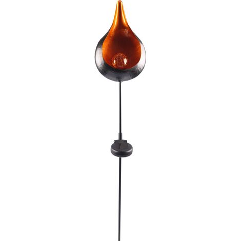 Solar Metall-Gartenstecker 95cm LED Glaskugel Gartendeko Mond Tropfen Flamme TOP - Tropfen (1/2)