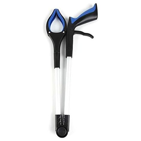Pince de préhension longue pliable bleue – Outil à main antidérapant avec tête rotative 90 °, rangement facile pour les personnes âgées/femmes enceintes/handicapées - (1/5)