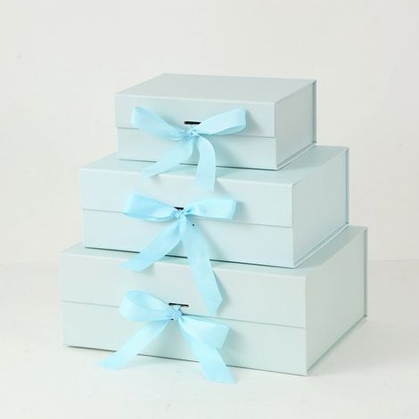Eine wunderschön gestaltete elegante faltbare Geschenkbox mit Deckel Magnetverschluss und Schleife perfekt für Hochzeiten Geburtstage und alle 34 34 (1/5)