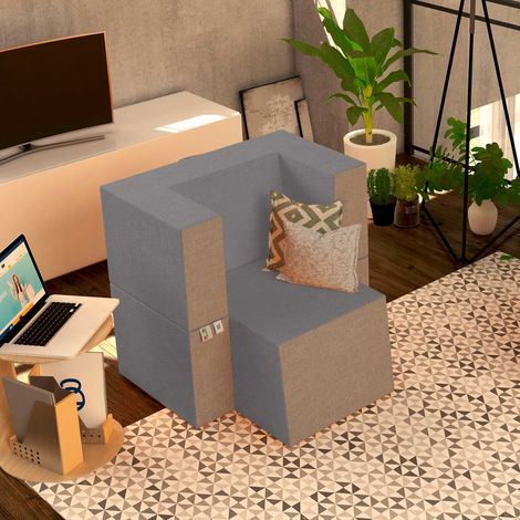 Baldiflex Poltrona Morbida Convertibile in Pouf color Grigio Praticha (1/5)