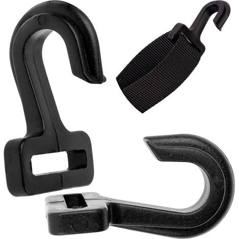 Crochets de Tension de Sangle, 8 pièces, pour des mâts de Tente jusqu'à Ø 10 mm et des Sangles de 20 mm de Large, Plastique ABS Noir, Crochets pour Tente d'extérieur, auvent, Marquise, bâche (1/5)