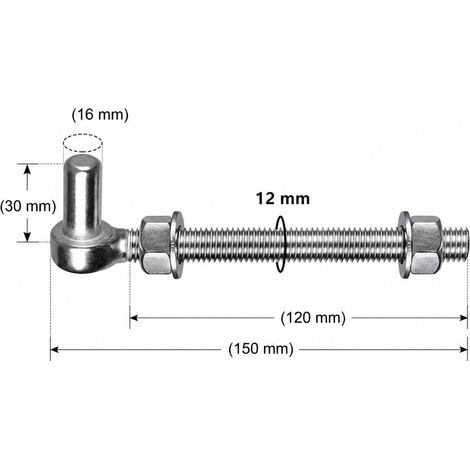 Charnière de portail à boulon en J M12 6 pouces en acier inoxydable 304 m12-6 150 réf 9052 26 × 8 × 4 cm 250 g – Livraison gratuite