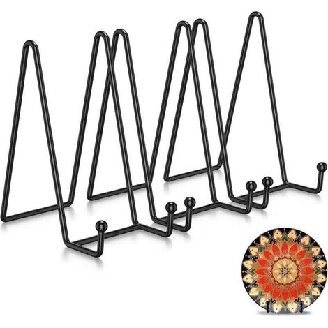 Plate Stand - 4,5 Et 6 Pouces - Pour Assiettes Decoratives Cadres Photos Vinyles - Noir Or Rose Argent - 2 Tailles (1/4)