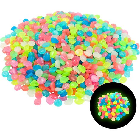 Leuchtende Kieselsteine – 1000 Stück – Farbiges Harz – Phosphoreszierende Dekoration – Aquarium und Garten – 1 cm, mehrfarbig (1/5)