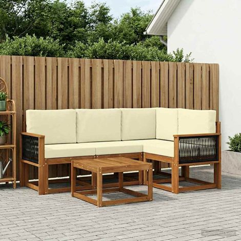 vidaXL Outdoor-Sofagarnitur 5 Stk. Natur und Creme Polyester (1/5)