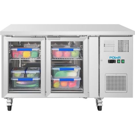 Table inox ventilée positive 314 Litres, 2 portes vitrées, sur roulettes, Série U, 300 W, 220 V - MONO (1/5)