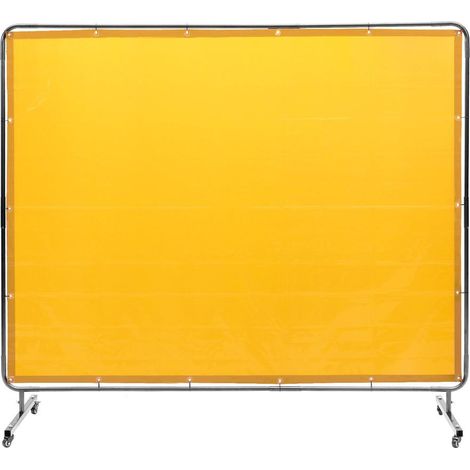 Pour atelier et industrie, protection UV et écran mobile avec rideau de soudage jaune sur 4 roues verrouillables (1/5)