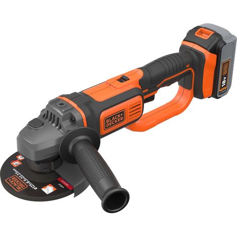 Black&Decker – Meuleuse d’angle sans fil 18V – Ø 125 mm – 1 batterie 4Ah – Moteur Brushless pour coupe précise – Poignée réglable 3 positions - BCG720M1 (1/5)