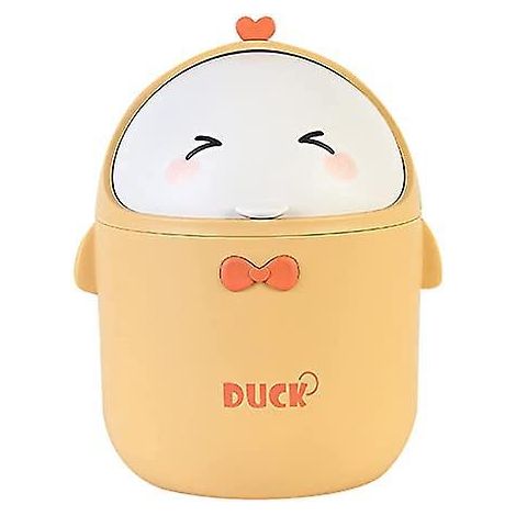 (jaune)mini Poubelle De Bureau Avec Couvercle, Poubelle De Style Dessin Anim Mignon Portable, Poubelle Bureau, Petite Poubelle De Salle De Bain, P (1/5)