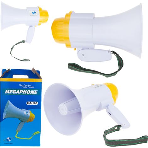 GG22 Megaphon mit Sirene, Aufnahme von Protestmarsch, starker, sehr lauter Lautsprecher (1/5)