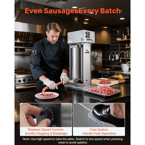 Poussoir à Saucisses Électrique 25 L, Machine à Saucisses Verticale en Acier Inoxydable, pour Cuisine Restaurant Supermarché Bouche… (1/5)