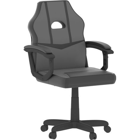 Comet Gaming Chair Office Faux Leather Computer Desk Recliner Swivel Seat, Grey-&-Black