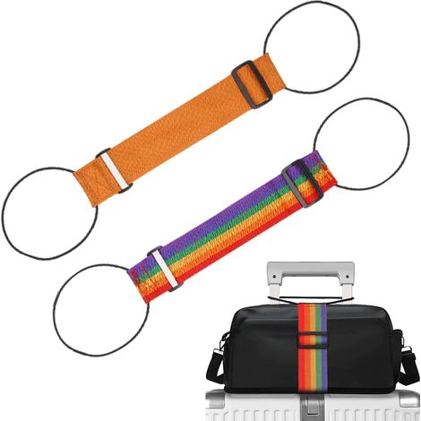 Set di 2 cinghie elastiche per bagagli, accessori regolabili e portatili, colorati, ideali per bagagli a mano, borse e zaini. (Colorati)